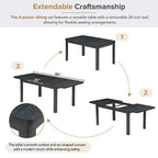 Ensemble de salle à manger extensible 9 pièces avec rallonge amovible de 61 cm, 6 chaises de salle à manger sans accoudoirs rembourrées et 2 fauteuils rembourrés