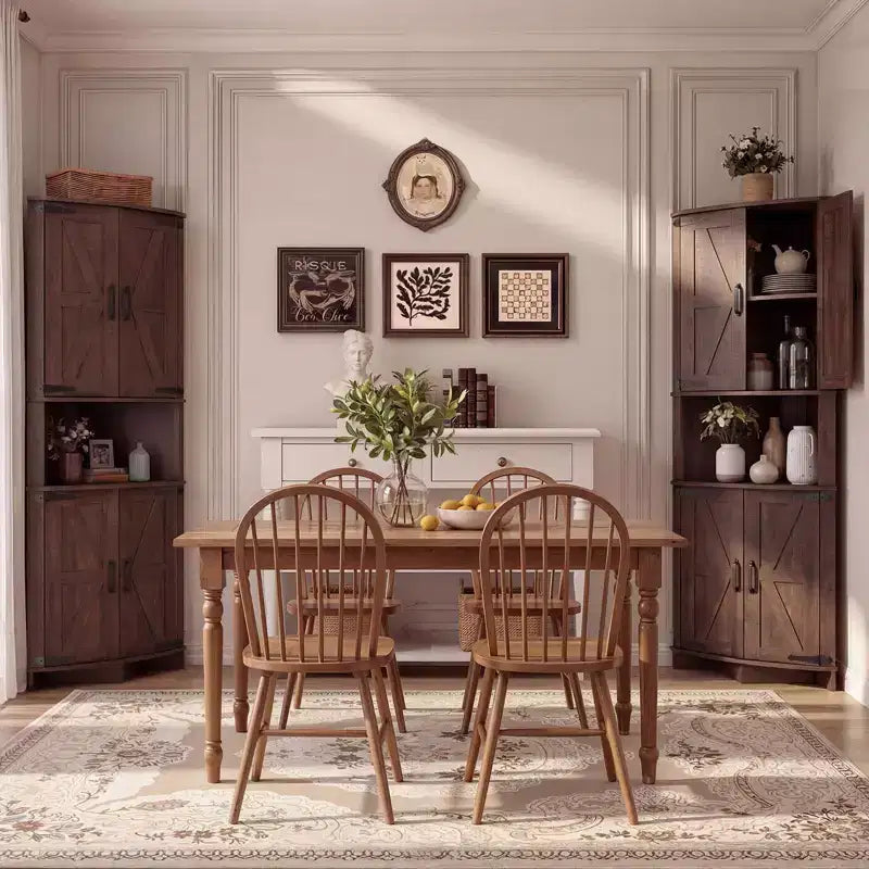 64,8" Meuble d'Angle Haut avec Portes, Armoire de Rangement d'Angle Marron Style Ferme, Meuble Garde-Manger d'Angle Autonome avec Étagères Réglables