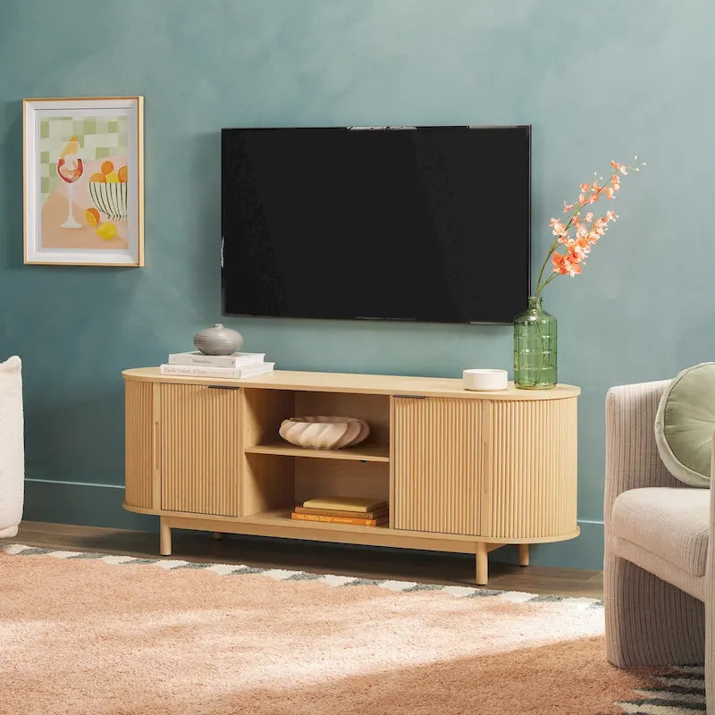 Meuble TV Middlebrook Modern Reeded de 60 po avec bords arrondis