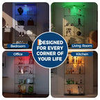 Vitrine d'exposition en verre trempé à 4 niveaux, vitrine entièrement vitrée avec lumières LED et capteur de corps humain, armoire de rangement pour objets de collection et décoration.