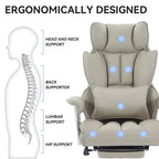 Efomao Chaise de Bureau Ergonomique 400 lbs, Grande Chaise d'Ordinateur en Cuir PU pour Personnes de Grande Taille, Fauteuil de Direction avec Repose-Pieds et Soutien Lombaire