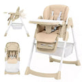 Chaise haute pliable pour bébés et tout-petits, chaise haute en cuir PU avec dossier réglable, hauteur d'assise, plateau amovible, harnais de sécurité 5 points et roues verrouillables