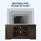 Meuble TV de style ferme pour téléviseurs jusqu'à 65 pouces, meuble de divertissement avec portes coulissantes de grange et armoires de rangement, console multimédia pour salon, chambre à coucher