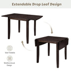 Ensemble de salle à manger 3 pièces avec table à rabats en bois et 2 chaises à dossier en X pour petits espaces