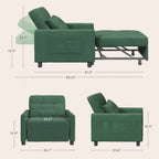 Canapé-lit convertible 3-en-1, Canapé-chaise dépliable, Lit pliant convertible pour salon