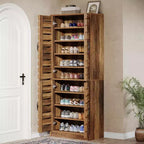 Lantine Meuble à chaussures haut 70,8" avec portes persiennes, meuble de rangement vertical pour 27 paires de chaussures à 9 niveaux