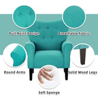 Fauteuil d'appoint moderne Erommy, fauteuil à dossier haut, canapé simple en tissu rembourré avec boutons et pieds en bois pour salon