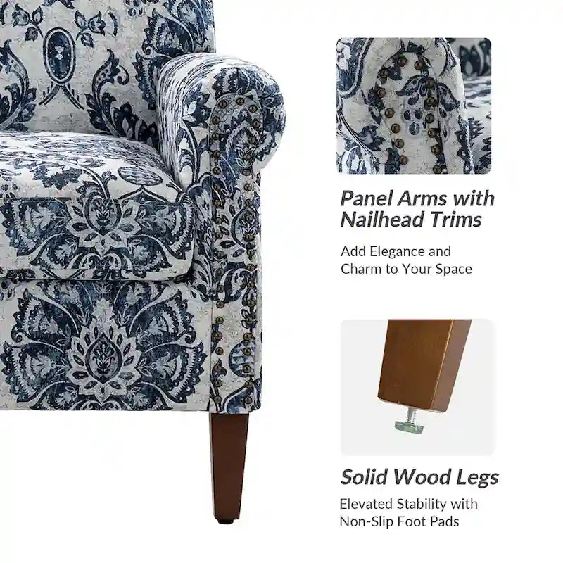 Fauteuil de salon Giampiero avec garniture cloutée (lot de 2) par HULALA HOME