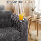 Celebalcony Canapé modulaire sans os 103, chaise longue en forme de L avec 2 porte-gobelets, canapés nuages moelleux en velours côtelé pour salon, aucun assemblage requis