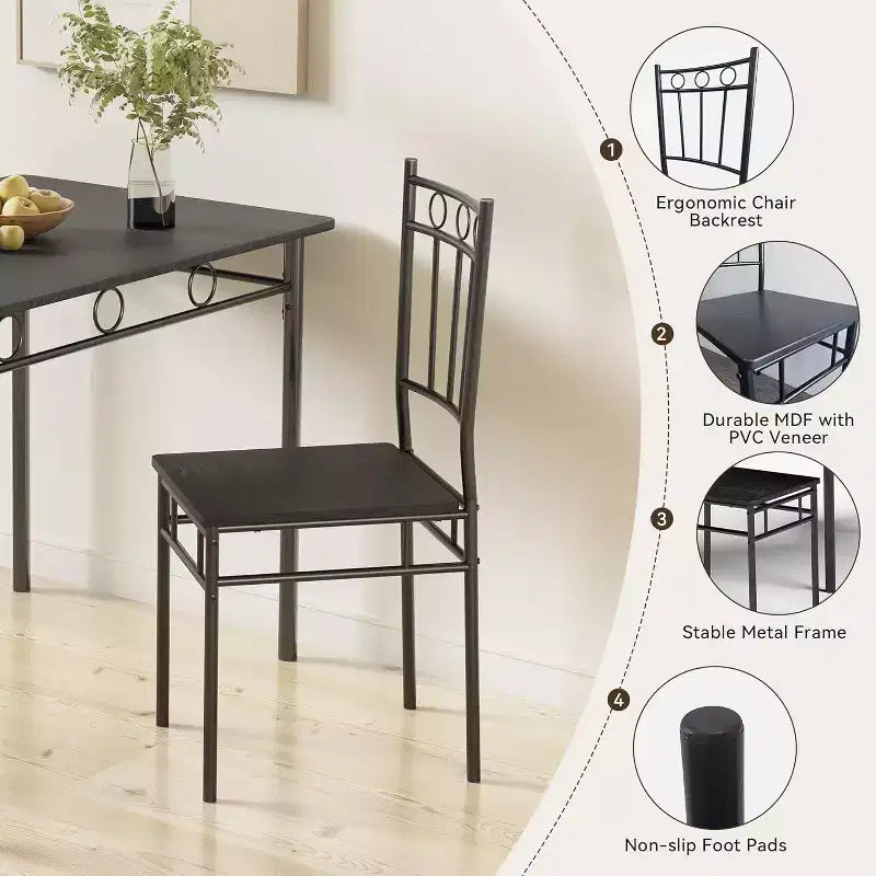 Ensemble de salle à manger rectangulaire Dyonery pour 4 personnes, table de cuisine 5 pièces et 4 chaises, ensemble de table de salle à manger, ensemble de table de cuisine compact pour petit espace