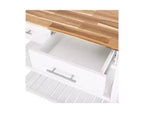 Desserte de cuisine roulante avec plateau en bois d'acacia, tiroirs, 97,5 cm L x 47 cm P, Blanc