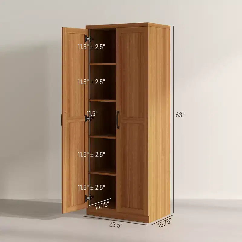 Garde-manger de cuisine 2 portes de 160 cm, meuble de rangement autoportant avec 5 étagères et 2 étagères réglables pour salle à manger
