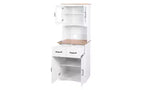 23 Armoires de cuisine en bois, armoire de garde-manger avec portes vitrées et tiroirs, étagères réglables, blanche