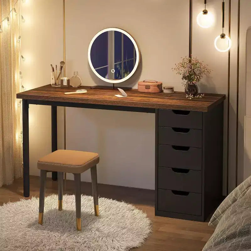 Bureau d'ordinateur Lantine avec 5 tiroirs, bureau moderne et simple de 119 cm pour la maison, le bureau et l'étude, idéal pour les petits espaces