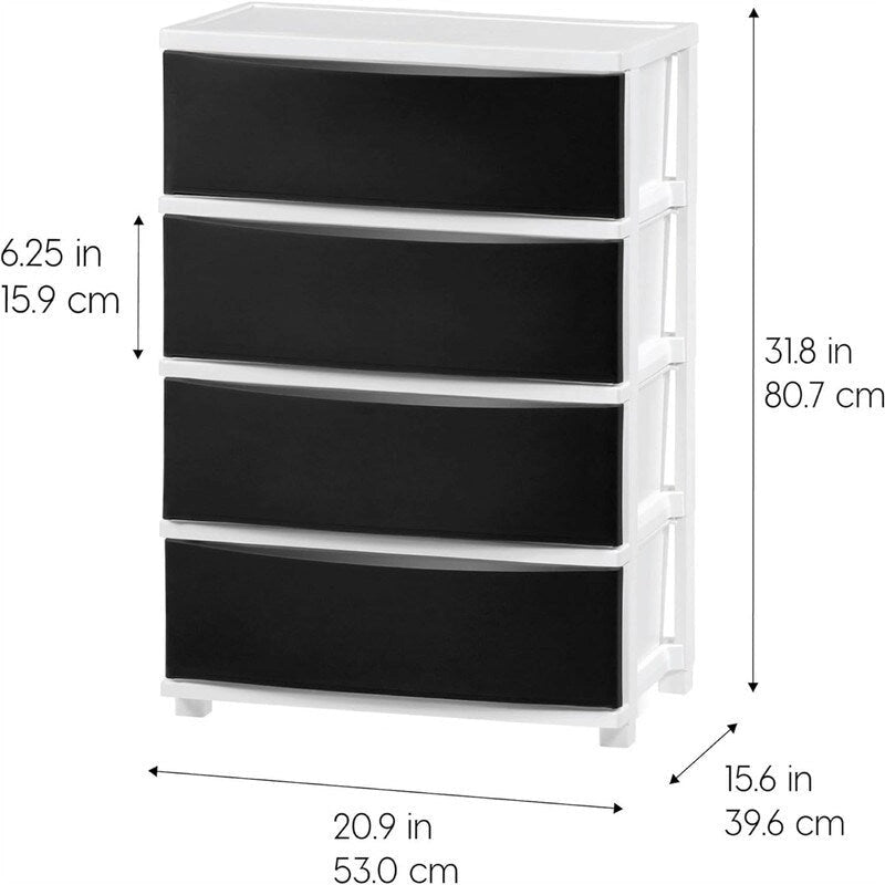 Commode de rangement large à 4 tiroirs