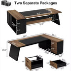 Bureau de direction en L Lantine Modern 78 avec tiroirs et classeur latéral