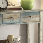 Console à 3 tiroirs gris antique et sarcelle