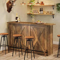 Table de bar Lantine de 63 pouces, table de pub de hauteur armoire de bar à 2 niveaux avec repose-pieds pour cuisine à domicile, bistrot, salle à manger, salon, marron