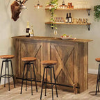 Table de bar Lantine de 63 pouces, table de pub de hauteur armoire de bar à 2 niveaux avec repose-pieds pour cuisine à domicile, bistrot, salle à manger, salon, marron