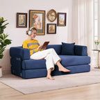 Canapé futon moderne en velours côtelé de 79 po pour petits espaces, canapé-lit convertible 5 en 1 avec accoudoirs et oreillers amovibles