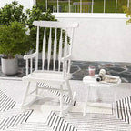 Costway Lot de 2 chaises à bascule en bois, finition brillante, blanc/café
