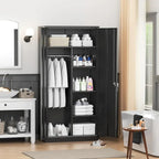 Armoire de rangement en métal verrouillable de 72 po de haut avec tringle de suspension pour garage, salle de sport, bureau à domicile