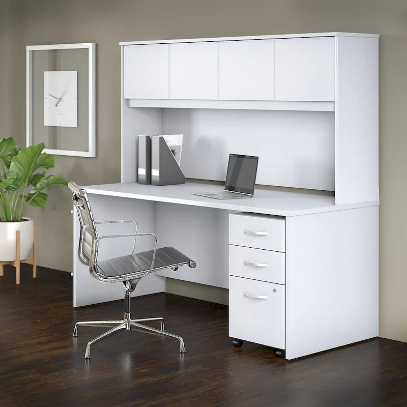 Bureau de 72 po avec huche et caisson mobile à 3 tiroirs