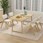 Gymax Ensemble de 4 chaises de salle à manger Chaise de cuisine pliante avec pieds en bois d'hévéa