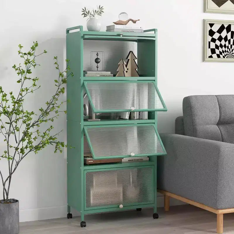 Meuble de cuisine Costway à 5 niveaux avec rangement, buffet mobile pour micro-ondes, portes basculantes, blanc/noir/gris/vert