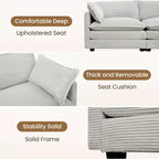 Canapé modulaire moderne 5 places en velours côtelé, surdimensionné, 113,4 po (L) x 79,13 po (l), avec pouf, canapé en U avec coin salon, HYLEORY