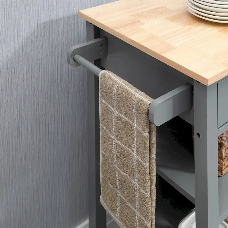 HOMCOM Desserte de cuisine compacte à roulettes, chariot de service roulant avec étagère de rangement et tiroir pour salle à manger