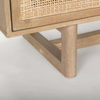 Grier Enfilade 4 portes en bois massif brun clair et cannage - 72,0L x 18,0l x 31,0H