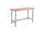 Établi robuste avec plateau en bois et hauteur réglable de 60 po