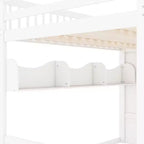 Lit mezzanine double avec escalier, armoire et étagères de rangement – MDF, 295 kg
