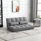 Canapé-lit convertible au sol, lit pliant, chaise longue d'appoint avec 2 oreillers, dossier et appuie-tête réglables, 130 cm de long