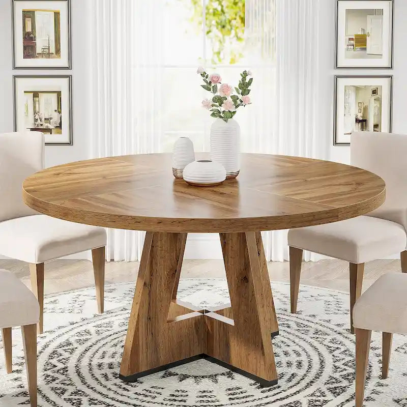 Table à manger ronde de 47 pouces pour 4 personnes, table de salle à manger en bois pour cuisine, salle à manger, salon - N/A