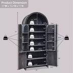 Garde-manger haut et arqué de 71 po, armoire de rangement moderne avec 3 tablettes réglables, 6 tablettes de porte, pour cuisine, salon