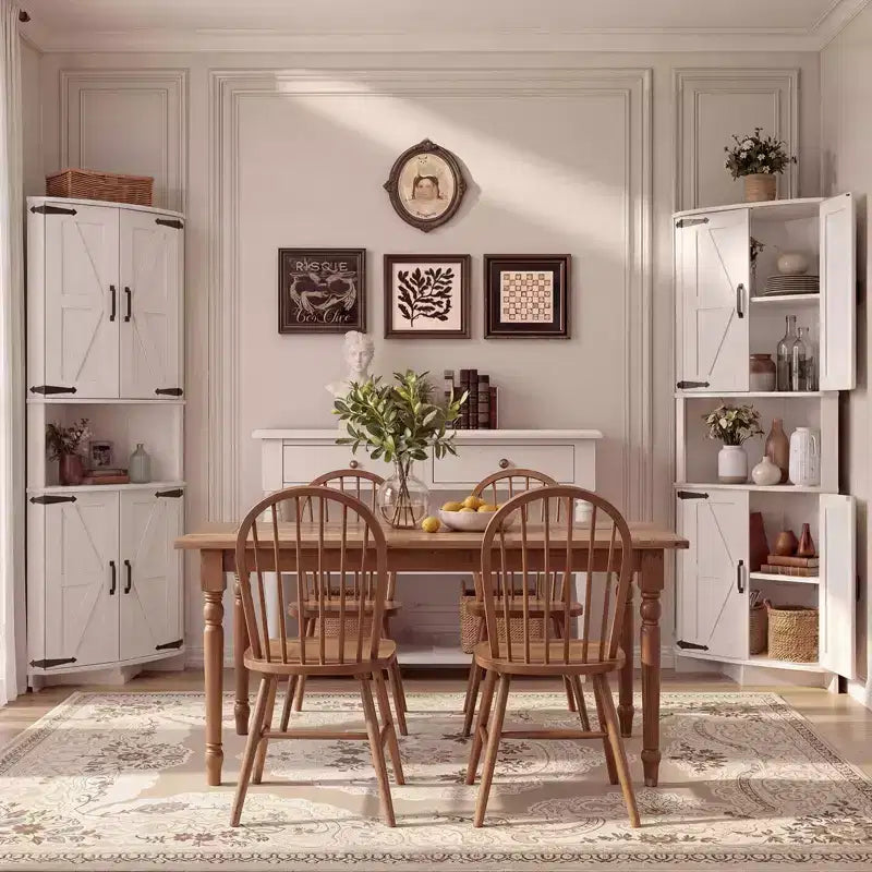 64,8" Meuble d'Angle Haut avec Portes, Armoire de Rangement d'Angle Marron Style Ferme, Meuble Garde-Manger d'Angle Autonome avec Étagères Réglables