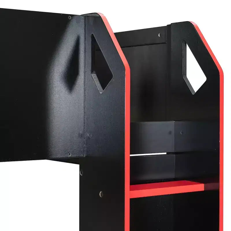 Lit mezzanine avec bureau réglable en hauteur, lumières RVB et rangement, lit gain de place pleine grandeur pour adolescents et adultes