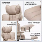 Efomao Chaise de Bureau Ergonomique 400 lbs, Grande Chaise d'Ordinateur en Cuir PU pour Personnes de Grande Taille, Fauteuil de Direction avec Repose-Pieds et Soutien Lombaire