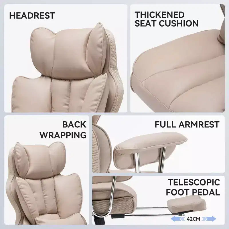 Efomao Chaise de Bureau Ergonomique 400 lbs, Grande Chaise d'Ordinateur en Cuir PU pour Personnes de Grande Taille, Fauteuil de Direction avec Repose-Pieds et Soutien Lombaire