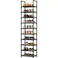 Étagère à chaussures robuste en métal à 10 niveaux avec étagères en tissu amovibles, organiseur d'angle haut et peu encombrant pour placard, entrée, salon