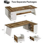 Bureau de direction en L Lantine Modern 78 avec tiroirs et classeur latéral