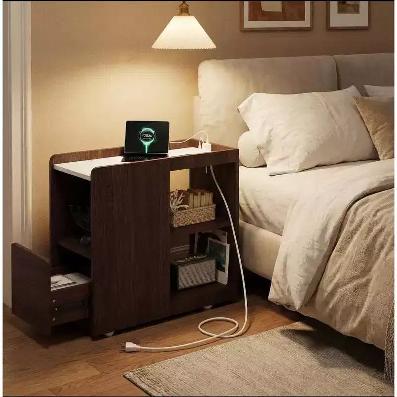 Table de chevet, table de chevet multifonctionnelle, adaptée à la maison