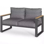 Heynemo Causeuse d'extérieur en aluminium, canapé de terrasse en métal résistant aux intempéries, fauteuil de canapé de patio pour porche, jardin et arrière-cour