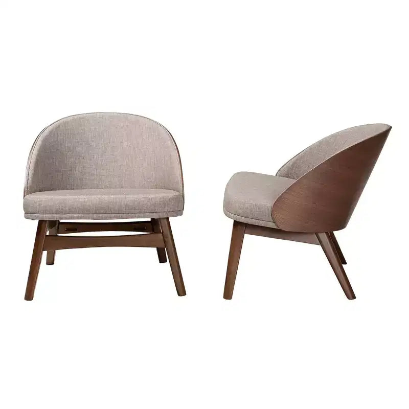 Ensemble de 2 chaises d'appoint Baxton Studio Lovella, en tissu gris et bois finition noyer, style moderne du milieu du siècle