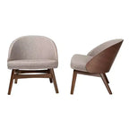 Ensemble de 2 chaises d'appoint Baxton Studio Lovella, en tissu gris et bois finition noyer, style moderne du milieu du siècle
