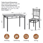 Ensemble de salle à manger rectangulaire Dyonery pour 4 personnes, table de cuisine 5 pièces et 4 chaises, ensemble de table de salle à manger, ensemble de table de cuisine compact pour petit espace
