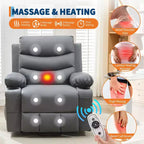 Fauteuil inclinable releveur avec massage et chauffage, fauteuils inclinables électriques surdimensionnés, siège de cinéma maison avec 2 porte-gobelets latéraux, fauteuil simple inclinable à bascule