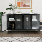 Meuble en métal et verre trempé avec étagère réglable
